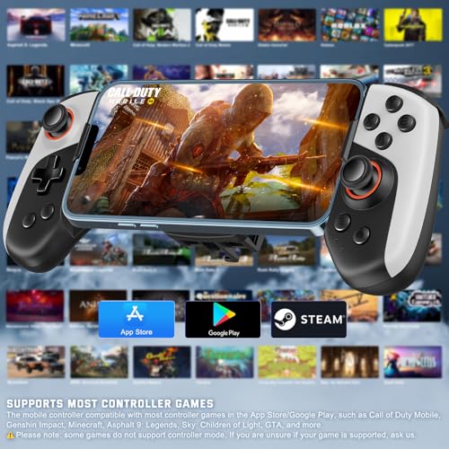 Joso Phone Controller for iPhone/Android with Phone Case Support, Mobile Gaming Controller with Cooler for iPhone 16/15/14, Galaxy S24/S23/S22 - Universal Fit, Customizable Buttons, Turbo