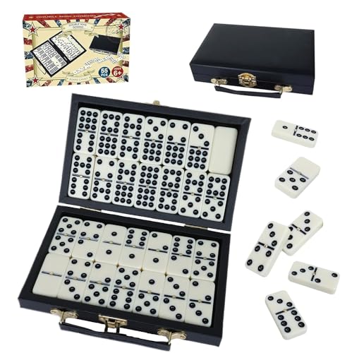 GOTHINK Portable Professional Double 9 Dominos Set for Adults with Storage Box - 55 Tiles Dominoes Set for Holiday Travel Game - Classic Tabletop Board Games Ideal for Toy Gifts Family Birthday Party - color: Double Nine
