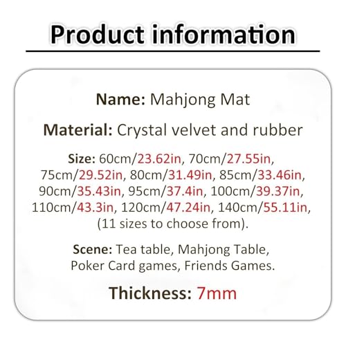 Round Mahjong Mat with Rubber Backing, Anti Slip and Noise Reduction Carpet and Floor Mat, Table Mat for Mahjong Poker Card Games(60cm/23.62in) - size: 60cm/23.62in