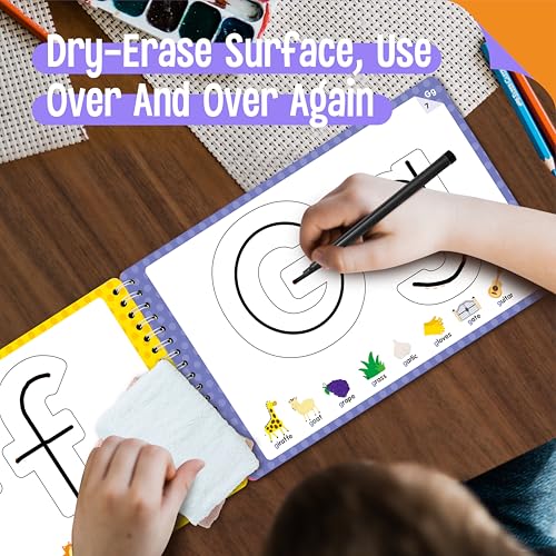 SpriteGru Letter & Number Tracing Pad, 30 Pages Alphabet ABC and 123 Handwriting Book, Reusable & Erasable Pen Control Practice Montessori Autism Educational Fine Motor Toddler Learning Toys - style: Letter & Number