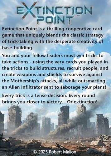 Extinction Point Card Game - Cooperative Sci-Fi Base-Building & Trick-Taking Survival Game with Hidden Traitor Mechanics, 1-4 Players