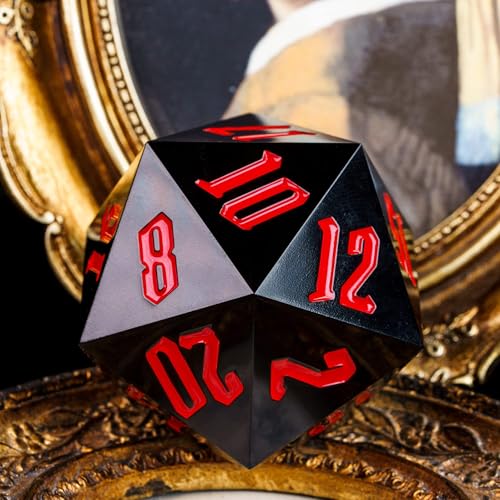 D20 Single Dice 55mm, 20 Sided DND Dice, Giant D20 D&D Polyhedral Dice Large D20 for Dungeons and Dragons, RPG, MTG Table Games (Black)… - color: Black