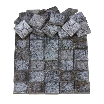 Dollhouse Miniature Paving Stones, Model Tiles | Set of 50 pcs for Fairy Gardens and Tabletop Terrain, REDUCIO! - color: Misty Rock