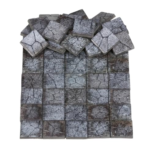 Dollhouse Miniature Paving Stones, Model Tiles | Set of 50 pcs for Fairy Gardens and Tabletop Terrain, REDUCIO! - color: Misty Rock