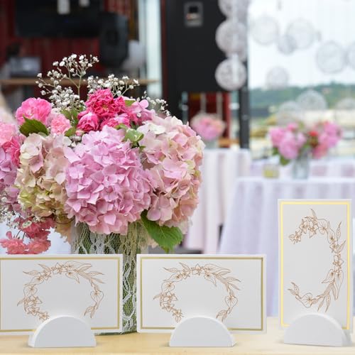 Colingmill 24 Pcs Wooden Table Number Stands with Tented Cards,White | Wedding Table Name Holder Semicircular Design Place Card Holders for Retail Shop Wedding Party Events - color: White