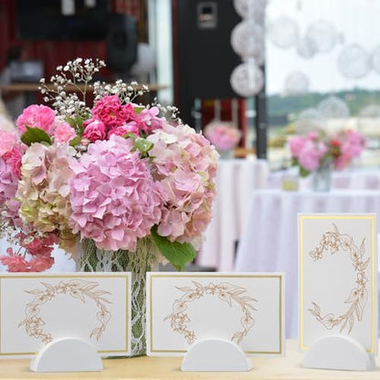 Colingmill 24 Pcs Wooden Table Number Stands with Tented Cards,White | Wedding Table Name Holder Semicircular Design Place Card Holders for Retail Shop Wedding Party Events - color: White