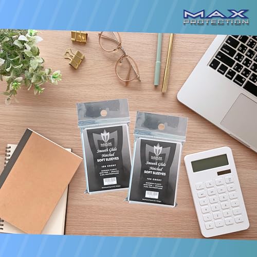 Max Protection Notched Penny Sleeves - 100ct Packs - Easy Glide Notched Card Holders- Premium, Acid-Free & Archival Safe Protection for Trading/Sports/Collectible Cards (100 Sleeves) - size: 100 Sleeves
