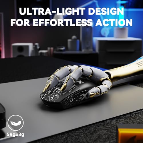 MAMBASNAKE ATTACK SHARK G3PRO Wireless Gaming Mouse with RGB Magnetic Charging Dock, Tri-Mode-2.4G/USB-C Wired/BT,25K DPI,PAW3311 Optical Sensor,59g Ultra Lightweight,Slip Grip Tape for PC/Mac(Black) - color: Black & Griptape