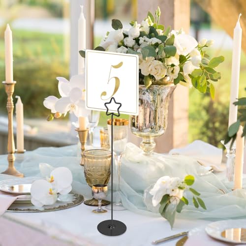 Urban Deco Nickel Black Pentagram Place Card Holders, 12 Pack, 12 Inch Table Number Stands