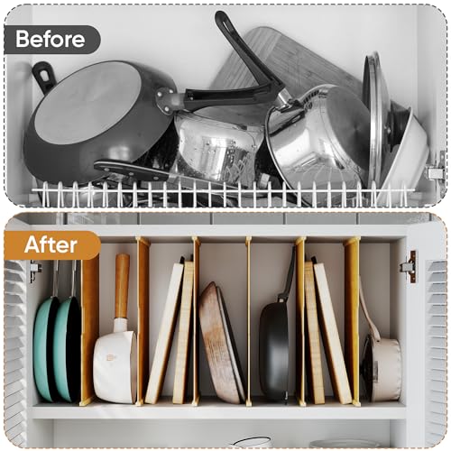 6 Pcs Wood Tray Dividers for Cabinet, Cuttable Insert Organizer | Plug-in Cookie Sheet Organizer, Multi-Layer Embedded Storage,Kitchen Cabinet Organization,Space-Saving Organizer for Kitchen