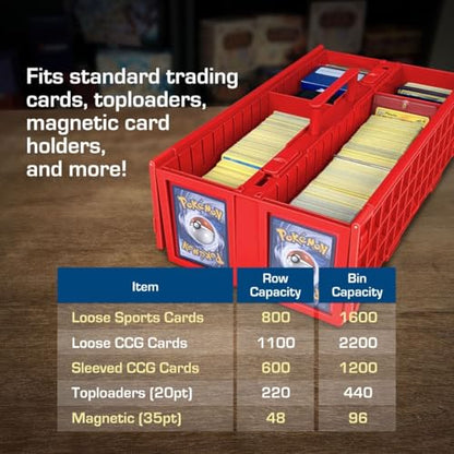 BCW Collectible Card Bin – (6-Pack, Red) | Holds up to 1600 Cards | Plastic Storage Box for Pokémon, MTG & Sports Cards - style: 6 Pack