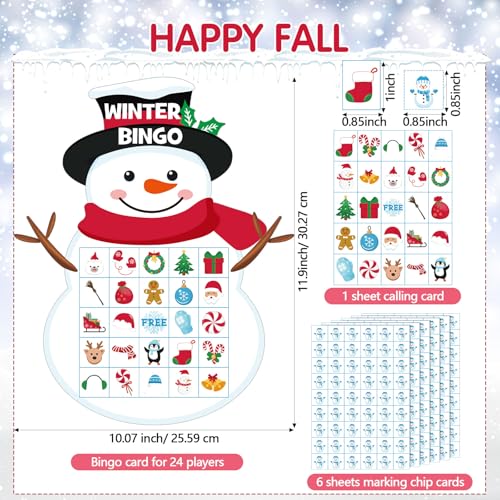 Blosssound Snowman Christmas Bingo Game for 24 Players Winter Holiday Party Supplies, Classroom Family Xmas Activities, Reusable Snowman Bingo Cards for Christmas Eve Games - style: Snowman