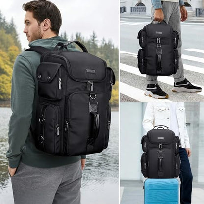WITZMAN Travel Backpack for Men Carry-on Laptop Backpack | Nylon Luggage Bag Fits 16 Inch for Airline Approved, Multi Pocket, For Traveling,Casual,Commuting, B744 Black - color: Upgrade Black