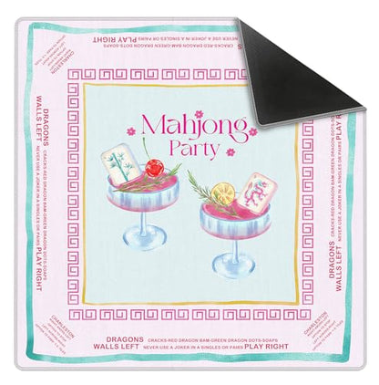 Pink Chinoiserie Mahjong Mat 31.5" x 31.5", Grandmillennial Pink Cocktail Non-Slip Noise Reduction Mahjong Table Cover Accessories and Supplies for Dominoes Poker Card Board and Tile Games Gifts - color: Pink Mahjong Mat Chinoiserie