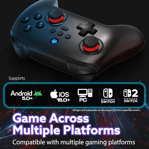 Fosmon Wireless Gaming Pro Controller For Nintendo Switch 2/1/Lite/OLED | Compatible with Switch 2 1 Lite OLED Steam Deck Android iOS Devices with Turbo, Motion Control, Vibration, Digital Triggers - color: Black