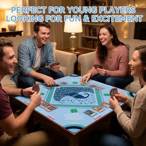 33" x 33" Aqua Peacock American Mahjong Mat - Non-Slip Neoprene Pad, Noise Reducing, Easy Clean, Portable for Home, Travel & Airbnb - color: Aqua Peacock