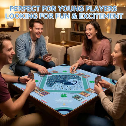 33" x 33" Aqua Peacock American Mahjong Mat - Non-Slip Neoprene Pad, Noise Reducing, Easy Clean, Portable for Home, Travel & Airbnb - color: Aqua Peacock
