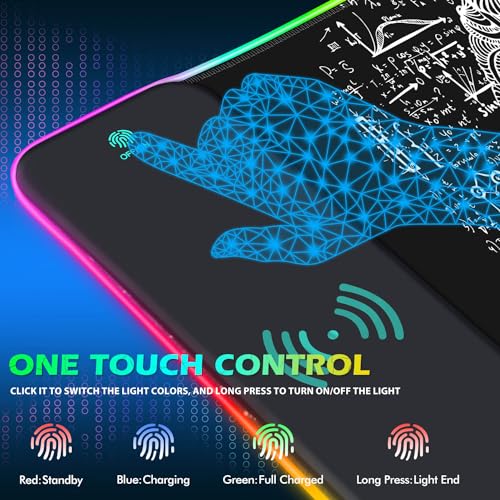 ToLuLu RGB Gaming Wireless Charging Mouse Pad, 7.5/10/15W 10 Light Modes LED Mouse Pad Computer Keyboard Mat Mousepad, 800x300x4MM Extended Large Desk Mat for Gaming, MacBook, Laptop, PC, Human Brain - color: Human Brain