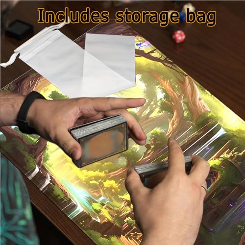 Fantasy Stitched Edges TCG Playmat, 24 x 14 inches MTG Mats for MTG Trading Card MTG Playmats Smooth Surface Battle Game Rubber Collection - color: Forest House