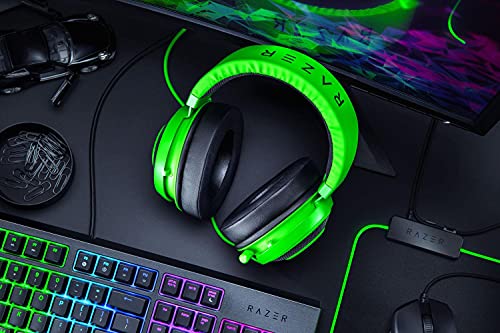 Razer Kraken Gaming Headset: Lightweight Aluminum Frame, Retractable Noise Isolating Microphone, For PC, PS4, PS5, Switch, Xbox One, Xbox Series X & S, Mobile, 3.5 mm Audio Jack – Green - color: Green