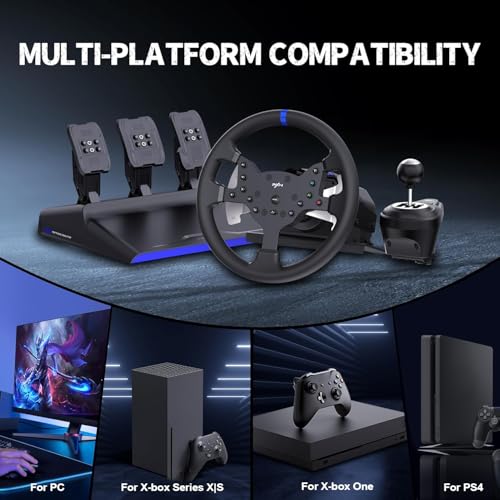 PXN V99 3.2Nm Force Feedback Gaming Steering Wheel | 270-900 Degree, 11.8-inch, Hall 3-Pedal, H Shifter - Sim Racing Wheel for PC, PS4, Xbox One, Xbox Series X|S