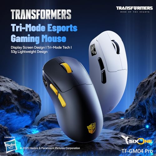Transformers Gaming Mouse GM04 Pro, Wireless Gaming Mouse Tri-Mode Bluetooth/2.4G/Wired, 53g Ultra-Light, 24,000 DPI PAW3311 Sensor, RGB, 1000Hz, Rechargeable PC Gaming Mouse (White) - color: White