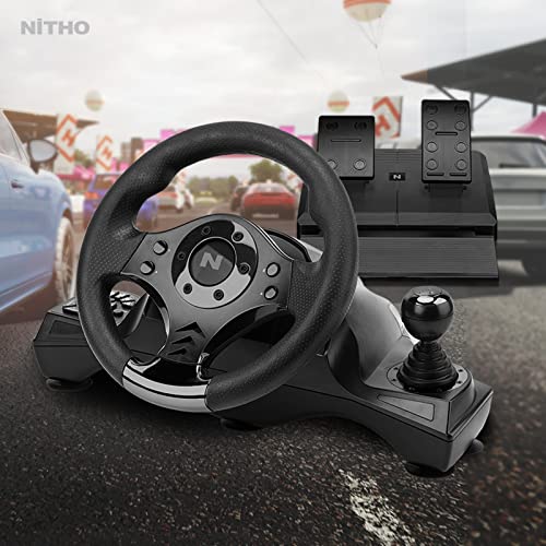Nitho Drive Pro V16 Gaming Steering Wheel with Pedals and Shifter, 270 Degrees Racing Wheel with Dual Vibration, Compatible with PC, PS3, PS4, Xbox One, Xbox Series X|S and Switch - color: Drive Pro V16