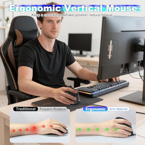 TRELC Gaming Mouse with 5 D Rocker, Vertical Ergonomic Mouse with 11 Programmable Buttons, 10000 DPI, On-Board Memory, Optical Computer Mice for PC/Laptop/E-Sports/Gamer (Wired)