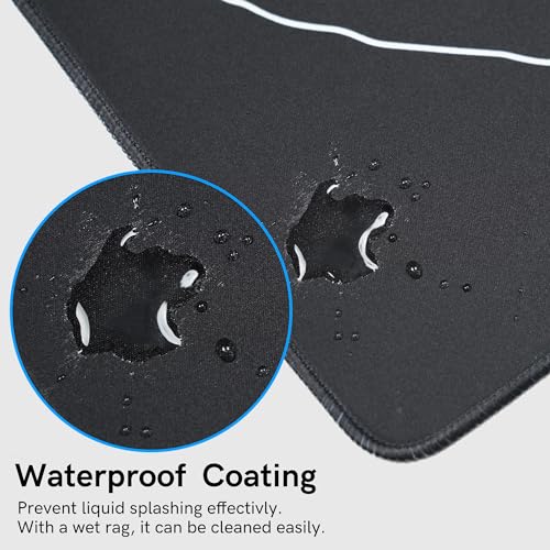Large Gaming Mouse Pad for Desk,Kanagawa XXL Mouse Pad 35.4x15.7 Inch,Waterproof Desk Pad,Non-Slip Rubber Base Mice Pad,Keyboard Pad Computer Mat,Black Mouse pad - color: Kanagawa(black)
