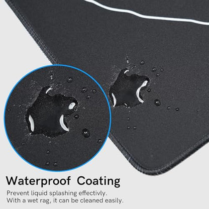 Large Gaming Mouse Pad for Desk,Kanagawa XXL Mouse Pad 35.4x15.7 Inch,Waterproof Desk Pad,Non-Slip Rubber Base Mice Pad,Keyboard Pad Computer Mat,Black Mouse pad - color: Kanagawa(black)