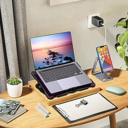 AICHESON Laptop Cooling Pad for 15.6 to 17.3 Inches PC Notebooks, 5 Fans Computer Cooler Stands with Purple Lights Desk Chiller Mat, S035 - color: Purple