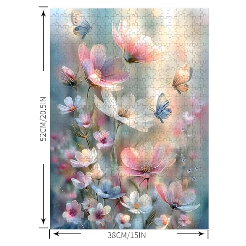 Puzzles for Adults 500 Pieces, Flowers Jigsaw Puzzles - Butterfly Blossoms, Impossible Flowers Butterfly Puzzle for Seniors Families, 20.47x14.96 Inches, 1:1 Poster, Letter On The Back - style: Butterfly Blossoms