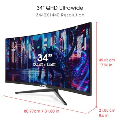 Sceptre 34-Inch Curved Ultrawide WQHD Monitor, 3440 x 1440, R1500, Up to 180Hz/165Hz, DisplayPort x2, 100% sRGB, 1ms, Built-in Speakers, Black (C345B-QUT168 Series) - style: 2025 34" Curved 180Hz