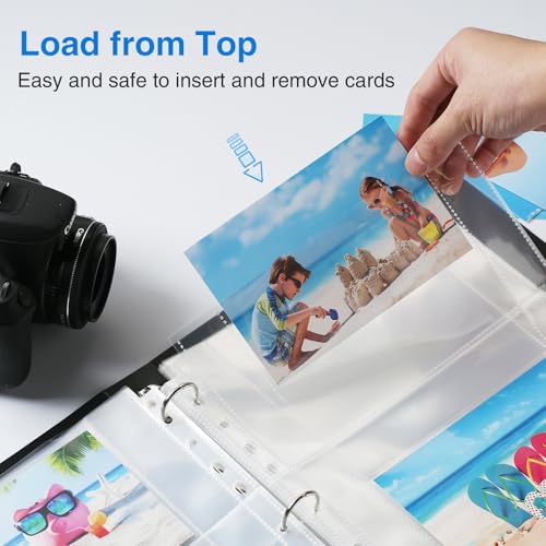 Sooez 30 Pack 4x6 Photo Sleeves for 3 Ring Binder, Hold 120 Pictures | Heavy Duty Plastic Binder Sleeves, Photo Album Refill Pages, Acid Free Archival Page Protector, Binder Inserts for Postcard - size: 4x6" 2-Pocket