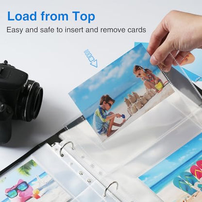 Sooez 30 Pack 4x6 Photo Sleeves for 3 Ring Binder, Hold 120 Pictures | Heavy Duty Plastic Binder Sleeves, Photo Album Refill Pages, Acid Free Archival Page Protector, Binder Inserts for Postcard - size: 4x6" 2-Pocket