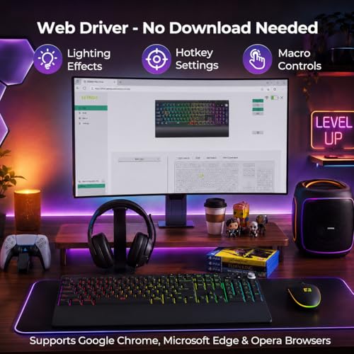 seenda Wireless Gaming Keyboard and Mouse, RGB Backlit & Web Customizable | Multi-Device Connection, Programmable, Full Size Rechargeable Keyboard with Wrist Rest & 7200 DPI Mouse for PC/Mac/Laptop