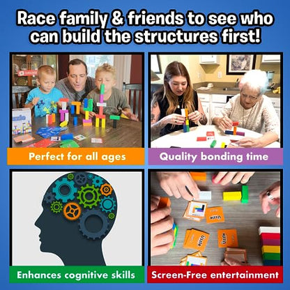 The Uzzle Stack Royale Board Game, Fast & Fun Family Board Game for Children & Adults, Color Block Puzzles Games for Ages 4+ - style: Stack Royale