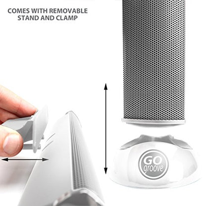 GOgroove SonaVERSE 노트북 컴퓨터용 USB 스피커 - 모니터용 클립온 휴대용 외부 스피커 디자인이 있는 USB 전원 미니 사운드 바, 디지털 오디오 입력 및 전원용 케이블 1개(화이트) - color: 화이트.