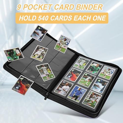 Trading Card Binder, Card Collection Binder Album Folder with 540 Side Loading Pockets, 9 Pocket Trading Card Album Folder for TGC,MTG, Baseball Cards, Yugioh - color: R-yellow