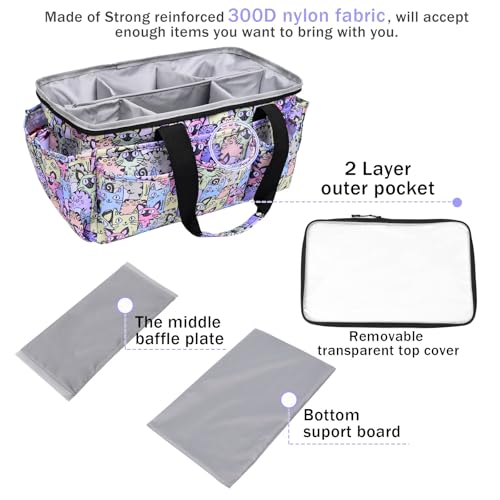 Multi-Functional Tote Craft Bag Desktop File Folder Carrying Bag With Pockets For Art,Craft,Sewing, Travel, Daily Use,Office (Cat) - color: Cat