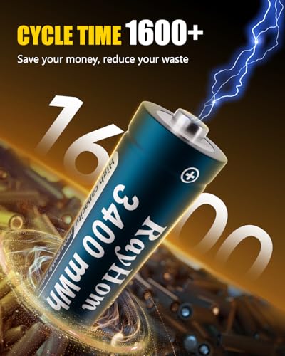 16 Pack 3400mWh AA Lithium Rechargeable Batteries, 1.5V Constant Output | High Capacity,1600+ Cycles - color: 16AA