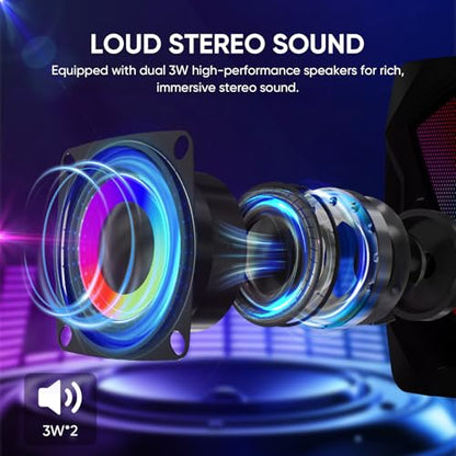 Computer Speakers for Desktop, USB Powered Stereo Speakers with RGB Lights | Rich Stereo Sound, Colorful RGB Lighting, Compact Design, Simple Volume Control, and Plug-and-Play Setup for Laptop Monitor