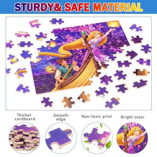 Puzzles for Kids Ages 4-8,Kids Puzzle in a Metal Box,Long Hairs Princess Small Puzzles,Children Boys Girls Learning Educational Puzzle Packed in Tin Box,100 Pieces - color: Long Hairs100