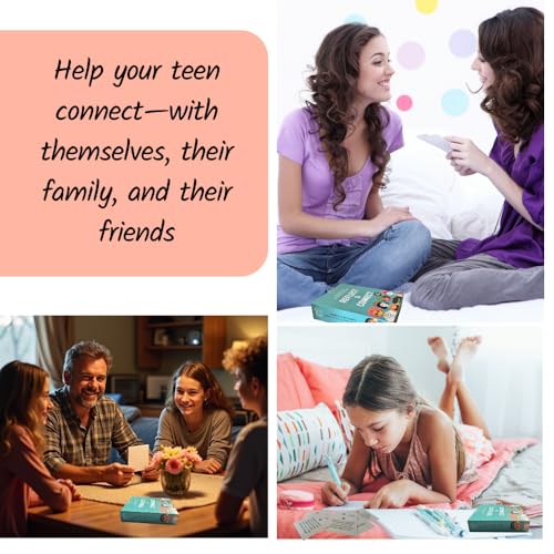 Conversation Cards for Teens – Motivational & Affirmation Quote Deck with Journal Prompts, Double-Sided with Display Stand | Therapy & Classroom Supplies for Teachers, Counselors & Parents