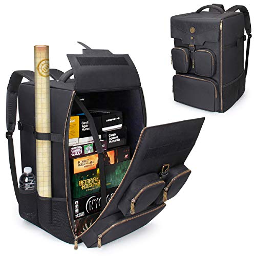 ENHANCE Board Game Backpack - Reinforced Rigid Board Game Storage with Padded Shoulder Straps, Carrying Handle, and Accessories Pockets for Dice, Cards, More - Fits and Protects Tabletop Adventures - color: Multicolor
