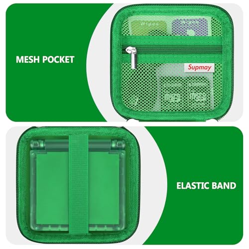 Supmay Hard Carrying Case for Anbernic RG Rotate/ RG34XXSP/ RG35XXSP Retro Handheld Game Console/ Game Boy Advance SP, Retro Game Travel Storage Holder with Mesh Bag for Battery, USB Cable, Green - color: Green