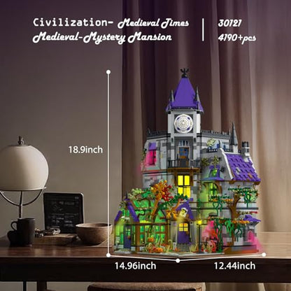JMBricklayer Medieval Castle House Building Set for Adults, Ideas House Model Toy Construction Set with LED Lights, Medieval Mystery Mansion Collectible or Home Office Decor, Gift for Adult 30121 - style: 30121