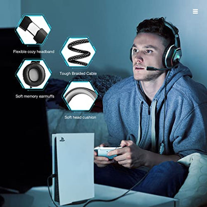 EKSA E1000 USB Gaming Headset for PC, Computer Headphones with Microphone/Mic Noise Cancelling, 7.1 Surround Sound, RGB Light - Wired Headphones for PS4, PS5 Console, Laptop, Call Center - color: RGB