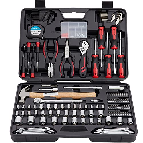 245-Piece Mechanics Tool Set and Socket Wrench Kit | Comprehensive home and auto repair hand tools with ratchet, wrench, pliers, screwdrivers and hammer. Essential house DIY kit - style: 245 Piece