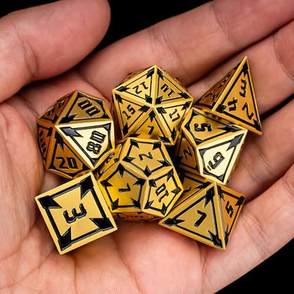 UDIXI Metal Dice Set D&D RPG DND Dice Set for Role Playing Games (Gold) | 7-Pieces, Lozenge Pattern, Zinc Alloy Material, Gorgeous Gift Case, DM Gift, for Dungeons and Dragons Role Playing Games - color: Gold